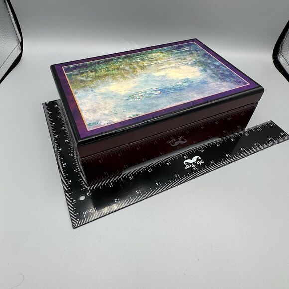 Vtg Monet Water Lilies Musical Jewelry Box Waltz of the Flowers by Tchaikovsky - Picture 5 of 12